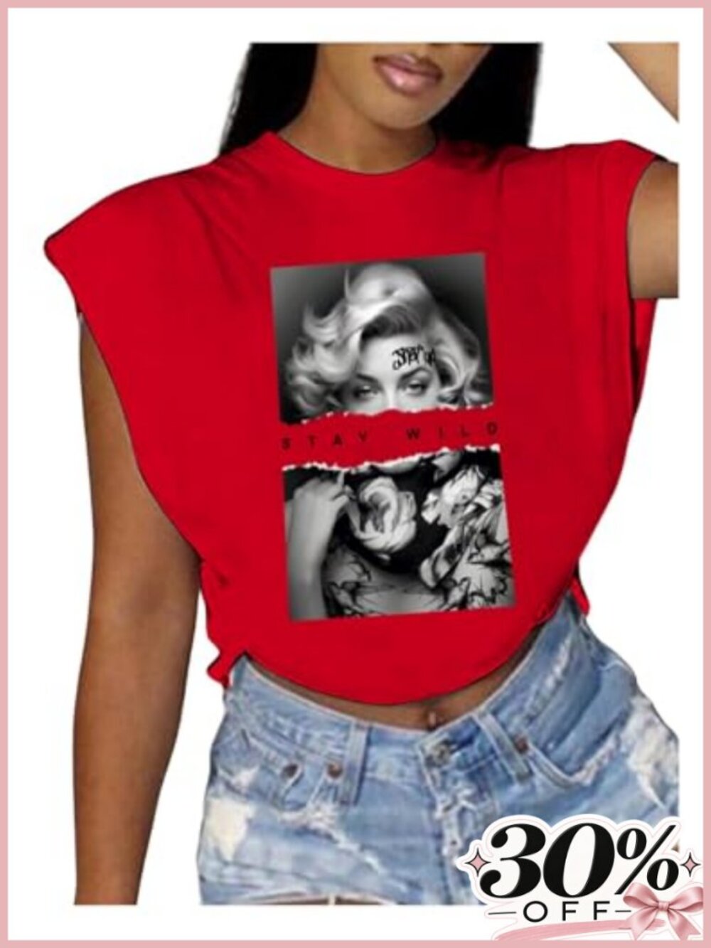 Women's Graphic Print Cap Sleeve Crop Top Tee Y2K Streetwear Stretch